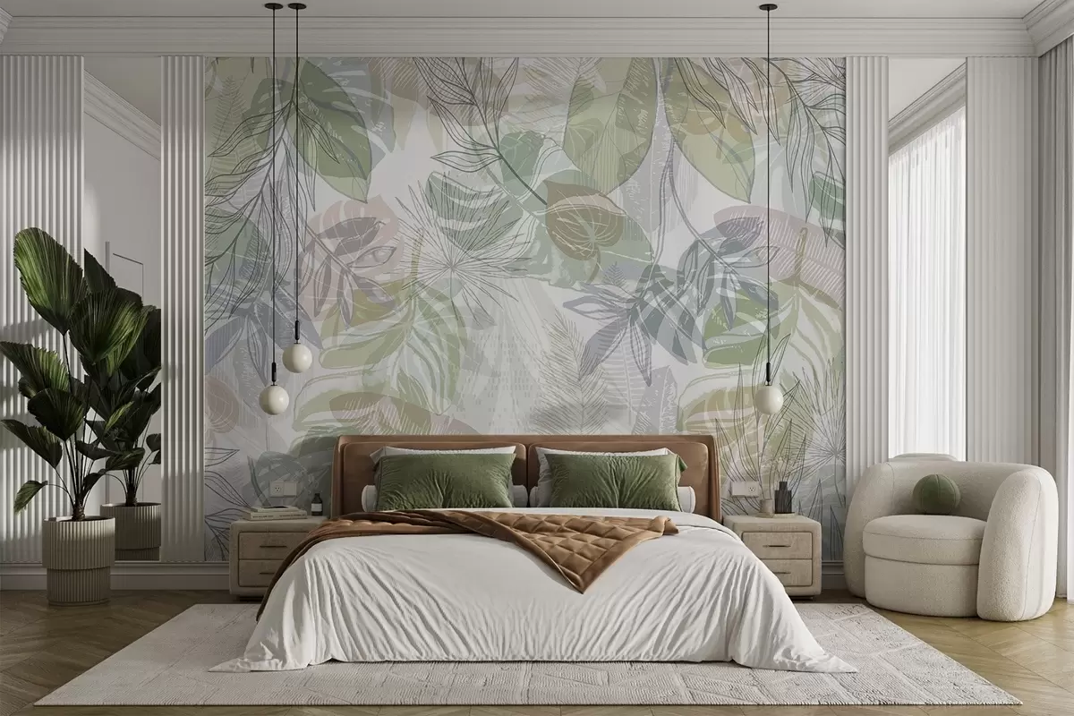 murales de pared Hojas de palma w04107