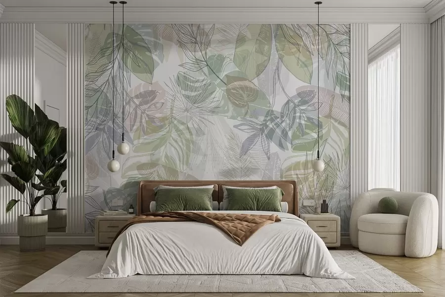 murales de pared Hojas de palma w04107