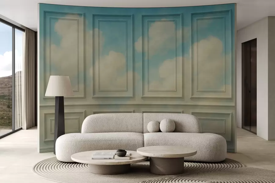 murales de pared Imitación de molduras con nubes aéreas w04110