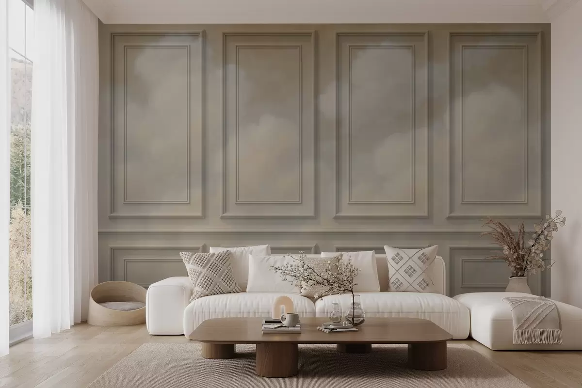 murales de pared Imitación de molduras con nubes aéreas w04110v1