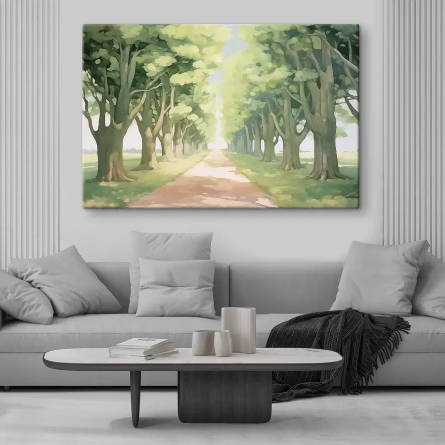 murales de pared Callejón de árboles a lo largo del camino s44727