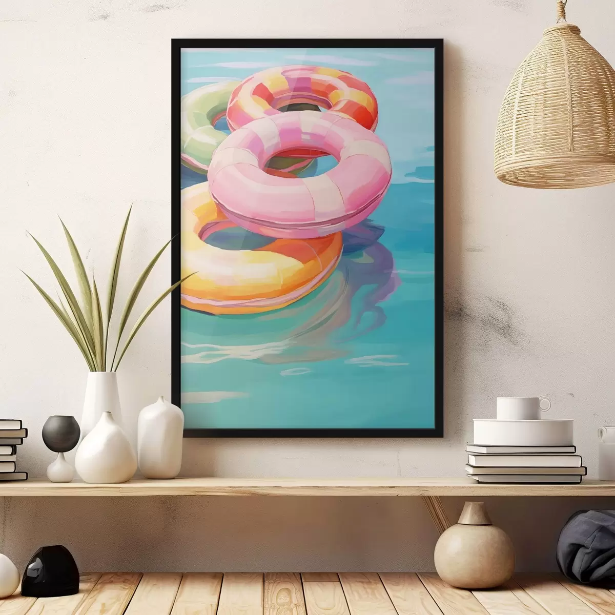 Poster Círculos hinchables en el agua f44726