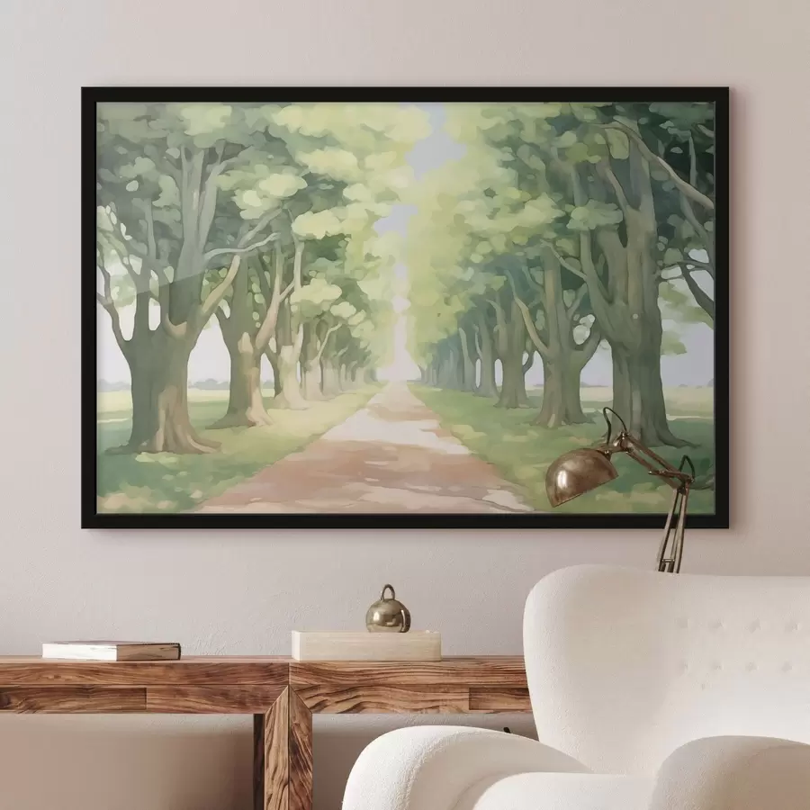 murales de pared Callejón de árboles a lo largo del camino f44727