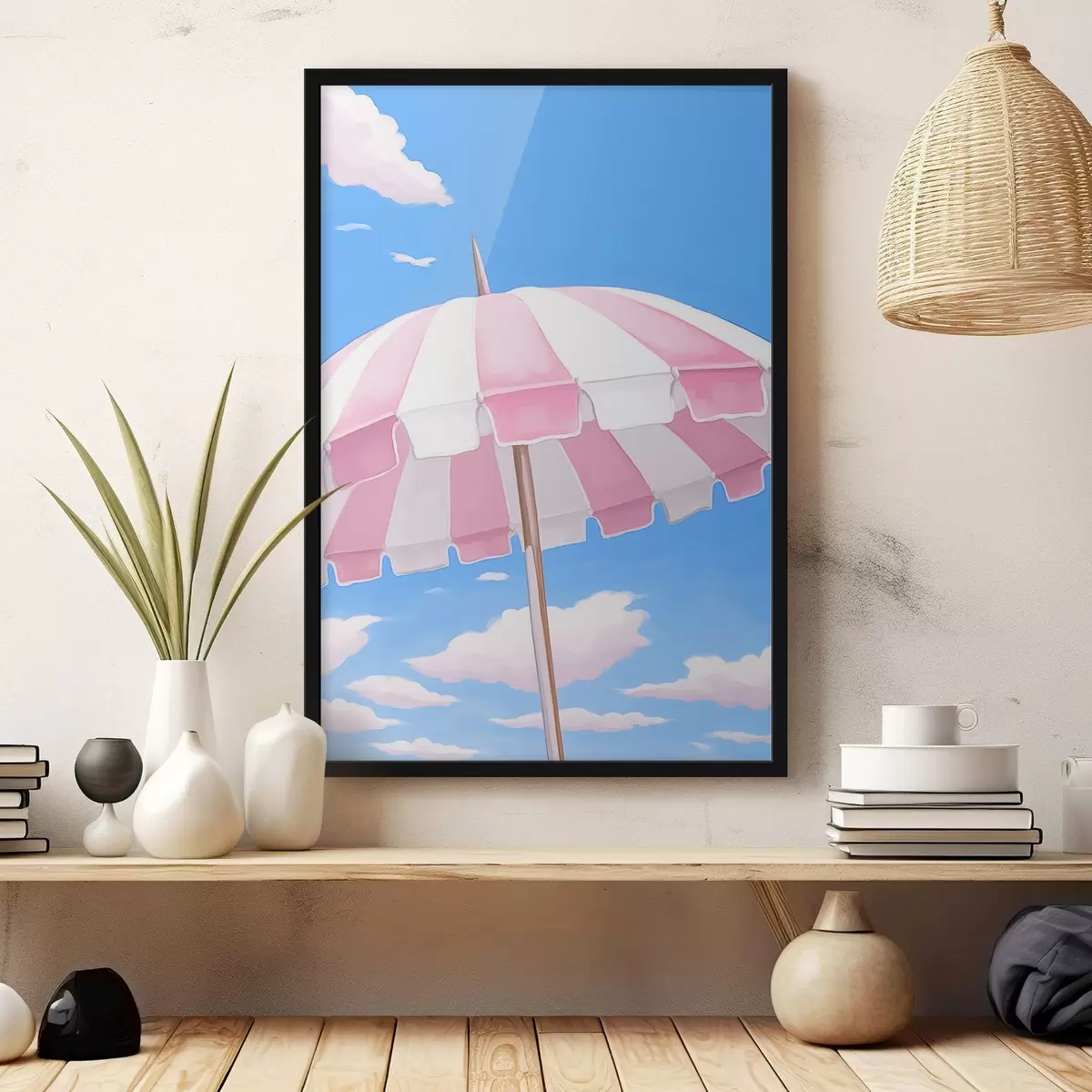 Poster Sombrilla de playa rosa f44740