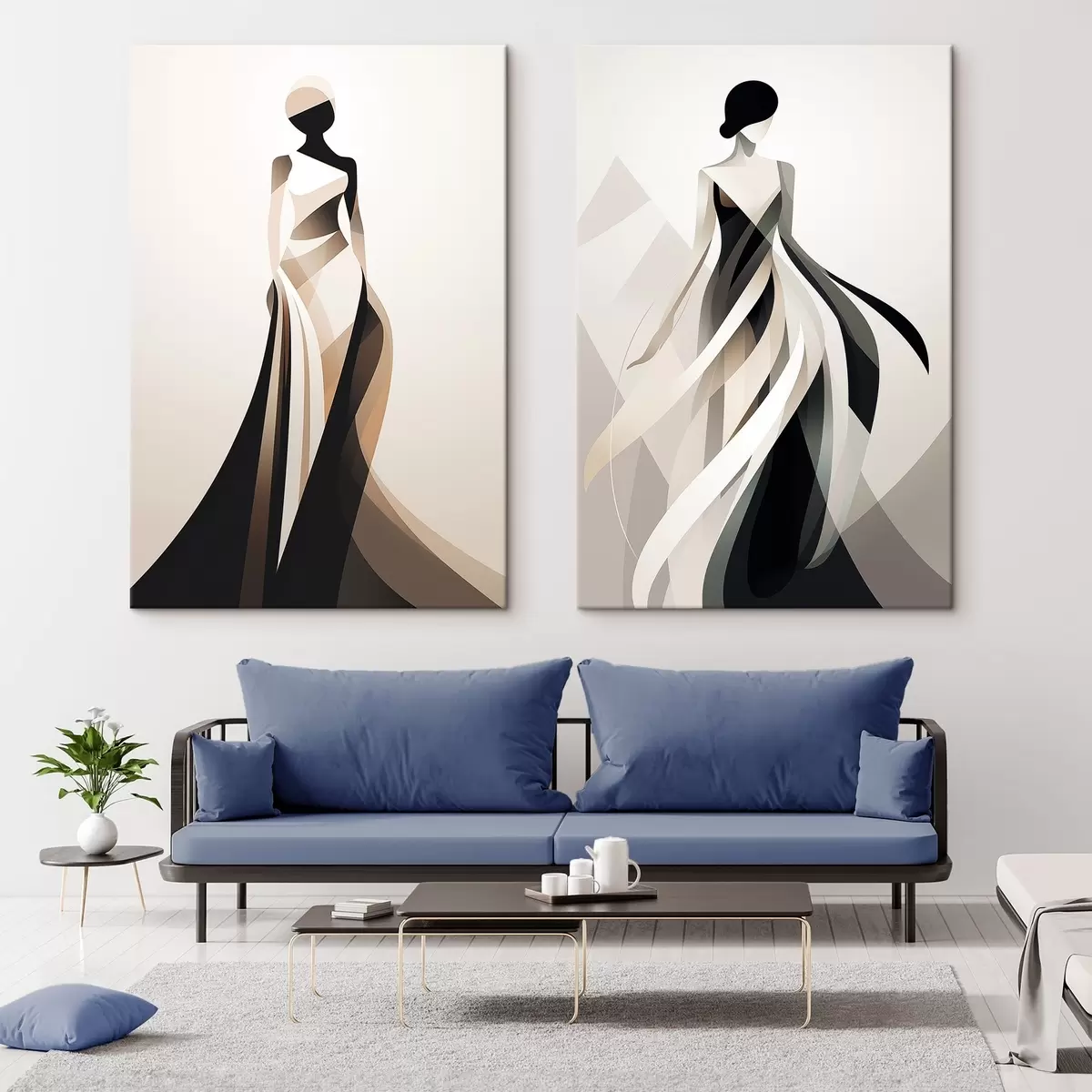 murales de pared Composición de siluetas en tonos claros y oscuros m00465