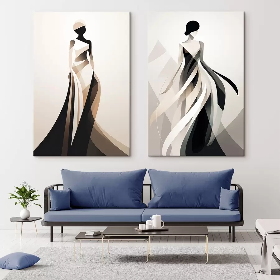 murales de pared Composición de siluetas en tonos claros y oscuros m00465