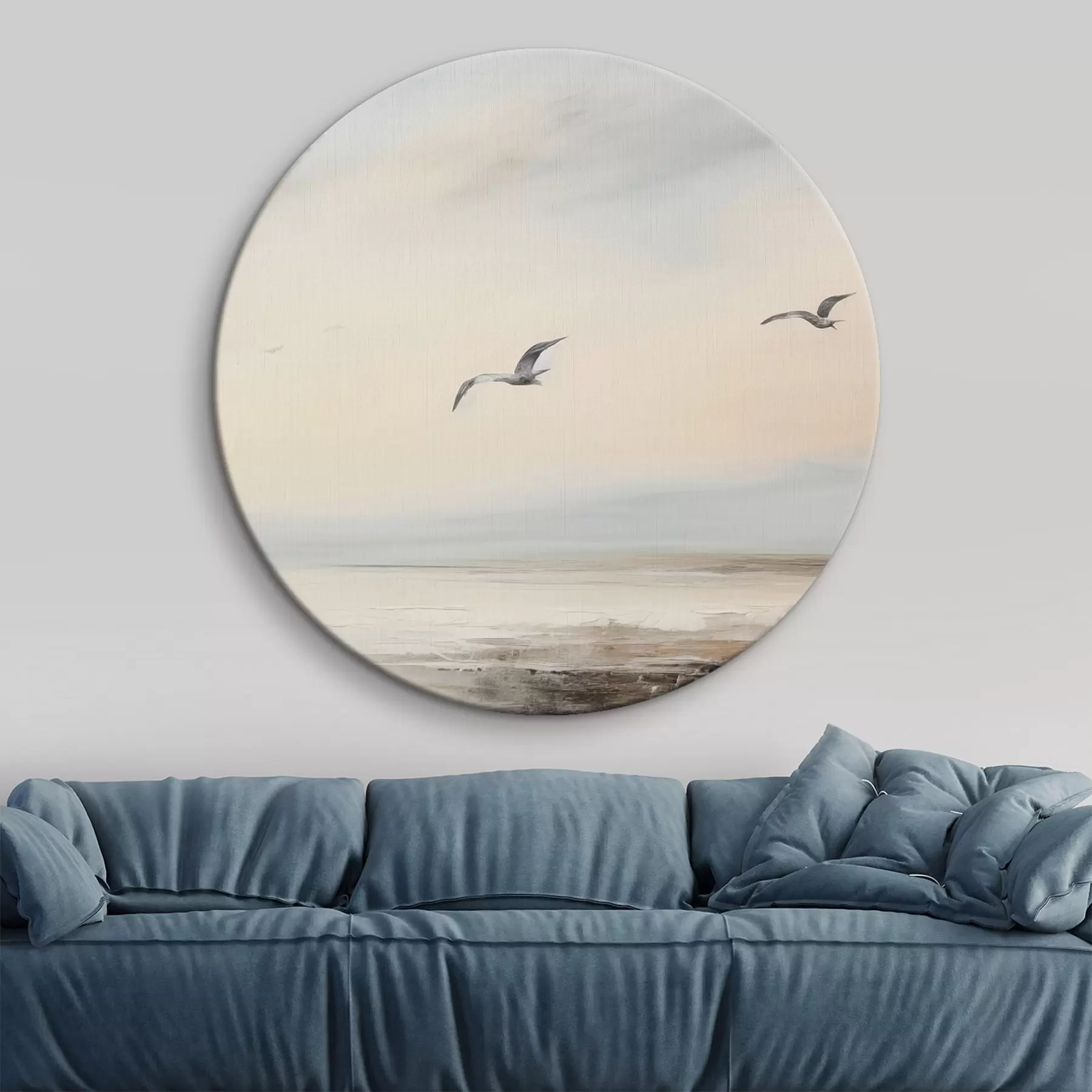 murales de pared Paisaje en colores pastel con gaviotas volando r44763