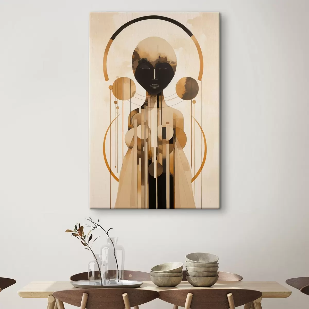 murales de pared Figura con círculos en paleta beige y marrón s44747