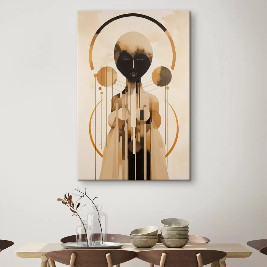 murales de pared Figura con círculos en paleta beige y marrón s44747