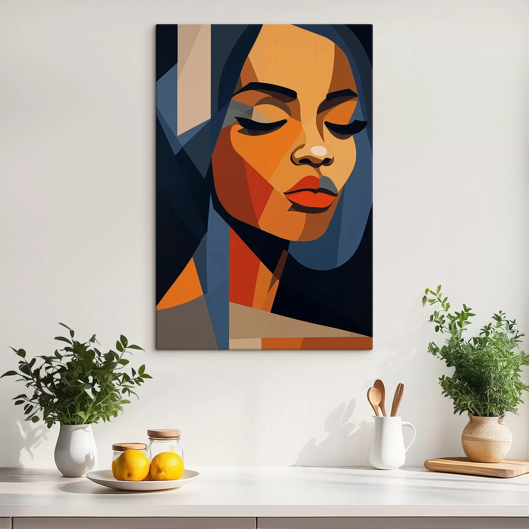 murales de pared Retrato gráfico con los ojos cerrados s44760