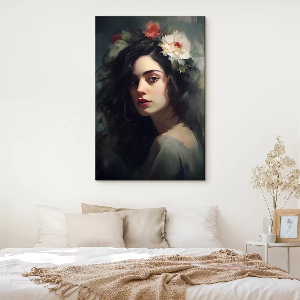 murales de pared Mujer morena con corona de flores s44762