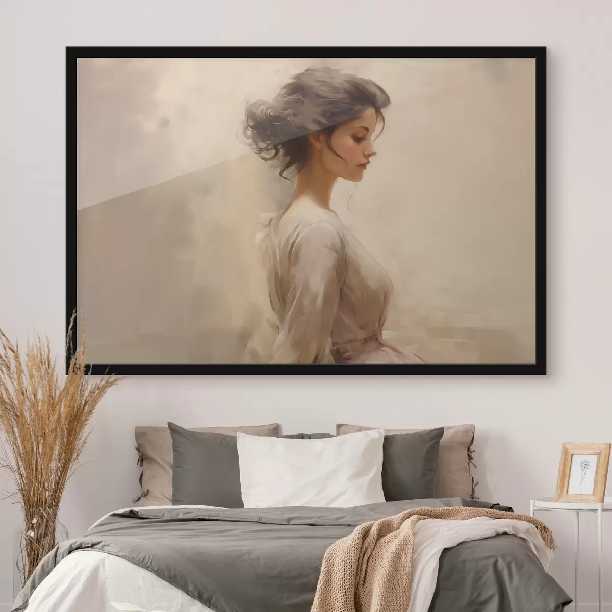 Poster Gentil figura femenina sobre fondo claro f44752