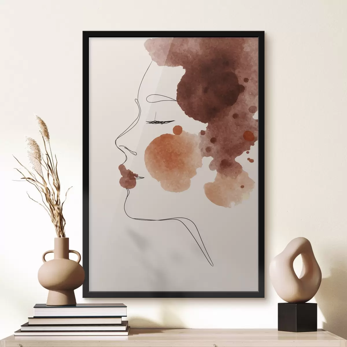 Poster Cara en líneas y tonos marrones f44757