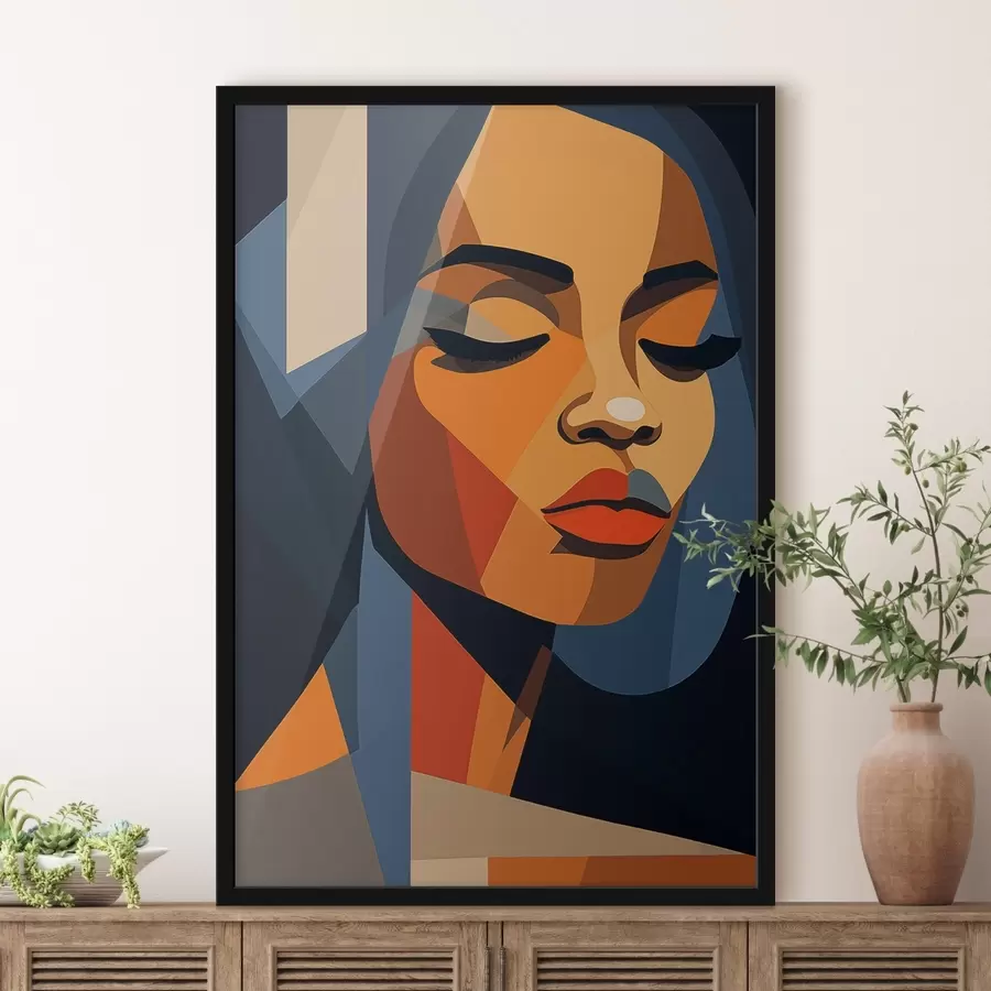 murales de pared Retrato gráfico con los ojos cerrados f44760