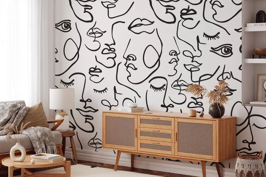 murales de pared Caras abstractas color negro w04121