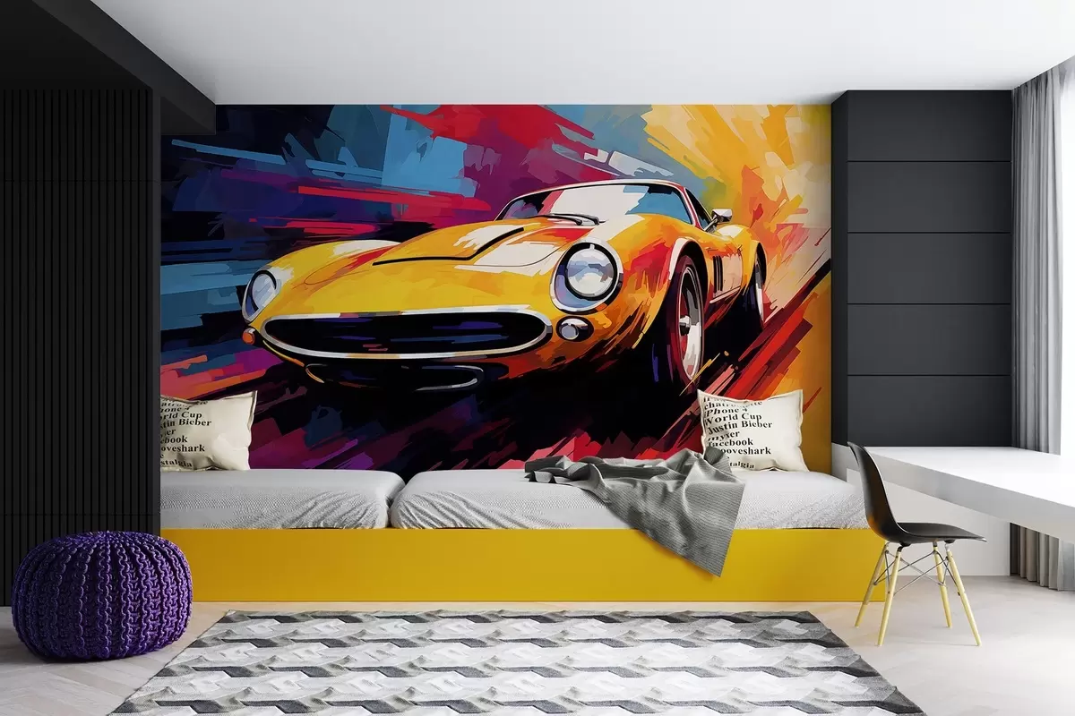 murales de pared Coche en tonos multicolores w04128