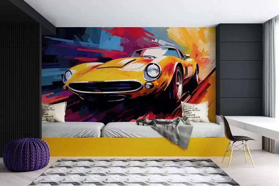 murales de pared Coche en tonos multicolores w04128