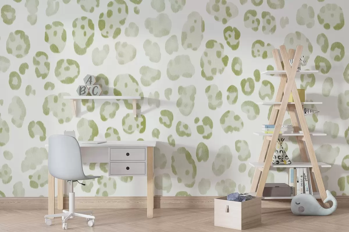 murales de pared Estampado de leopardo, textura de lana, color verde w04112v3