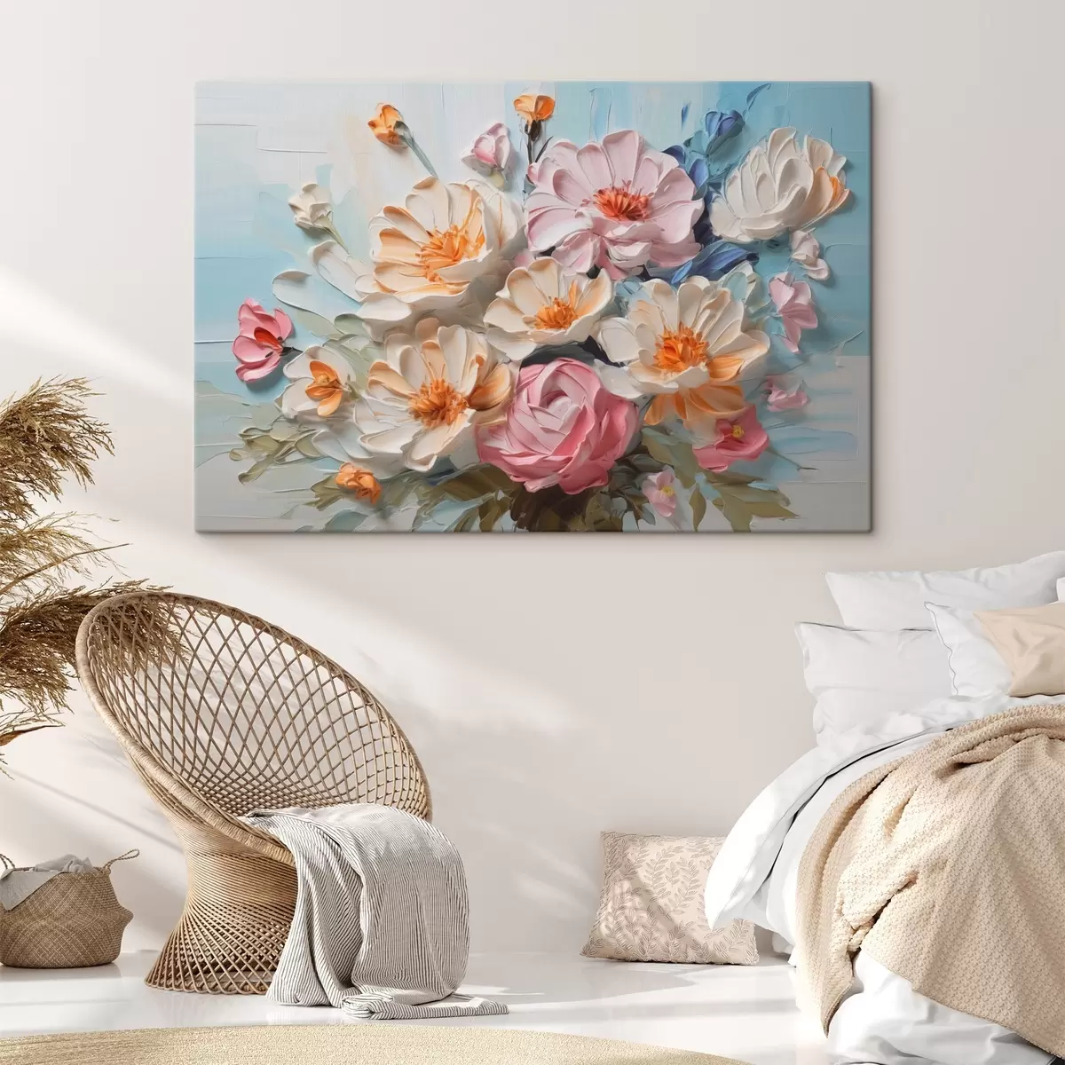 murales de pared Pintura imitación flores brillantes s44765