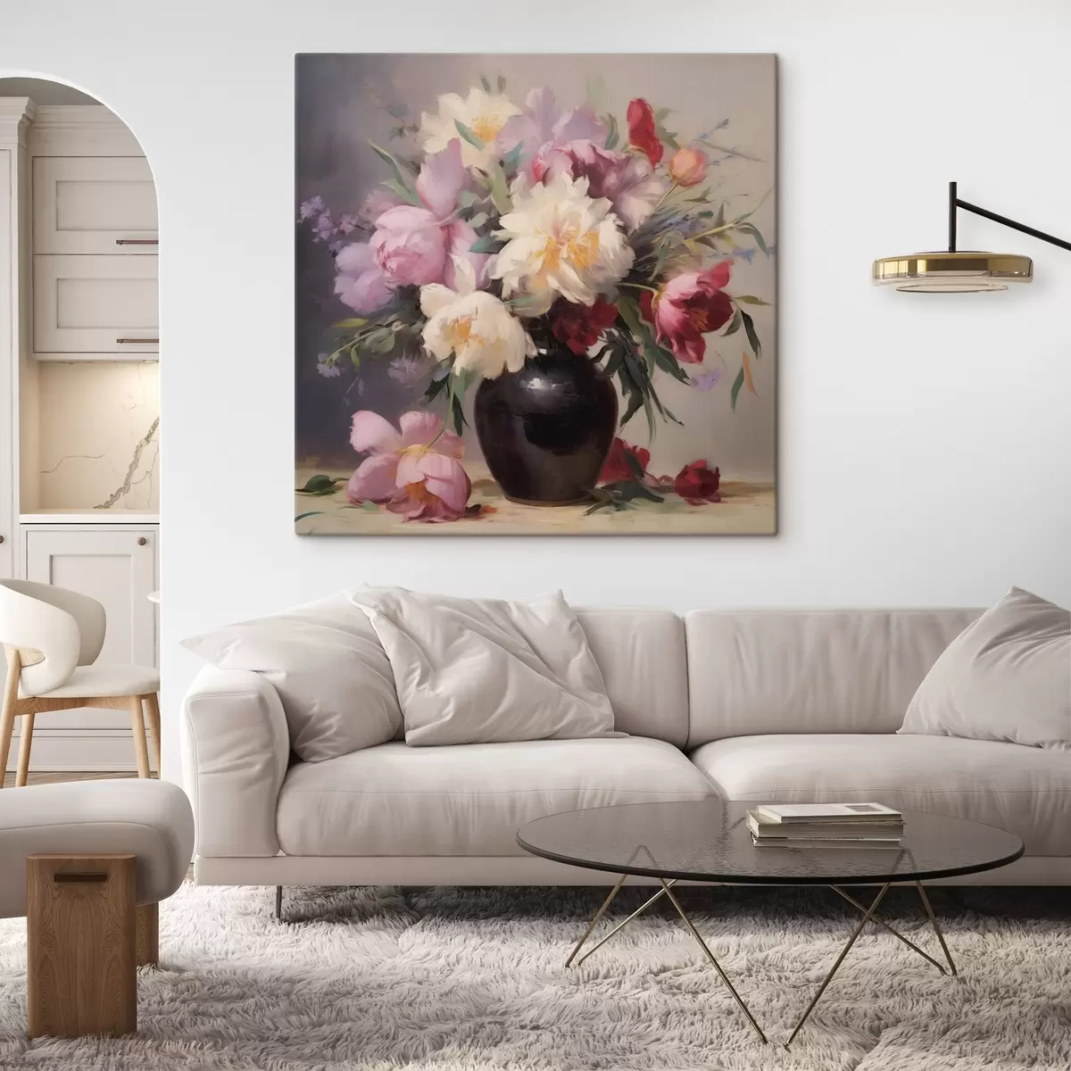 murales de pared Ramo de peonías en un jarrón oscuro s44769