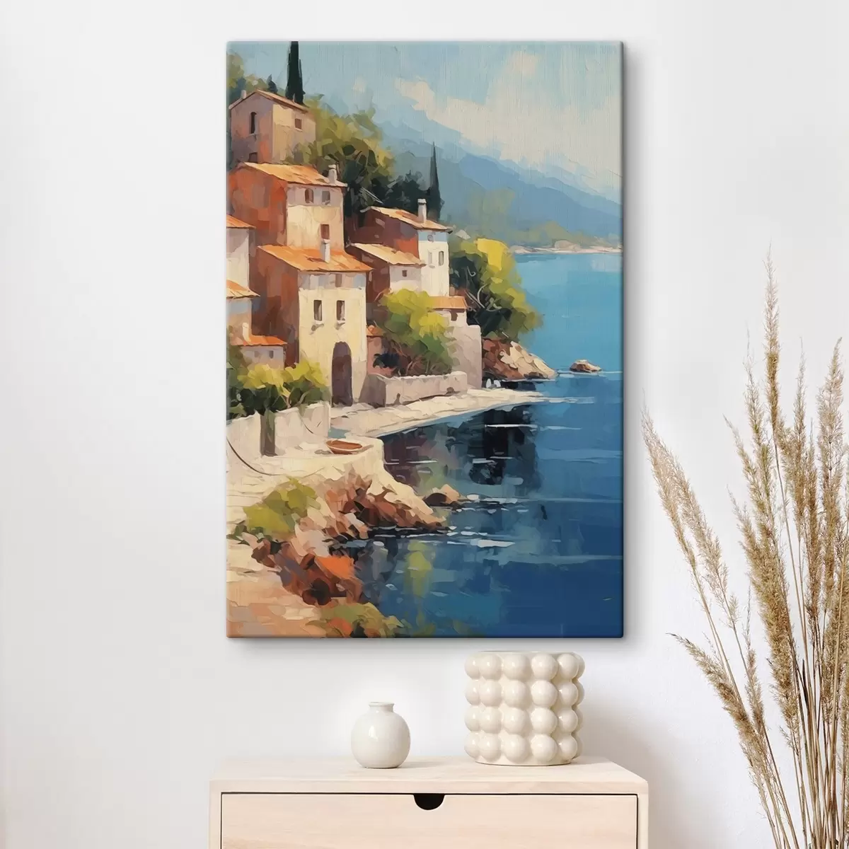 murales de pared Casas junto a la bahía Imitación de la pintura s44773