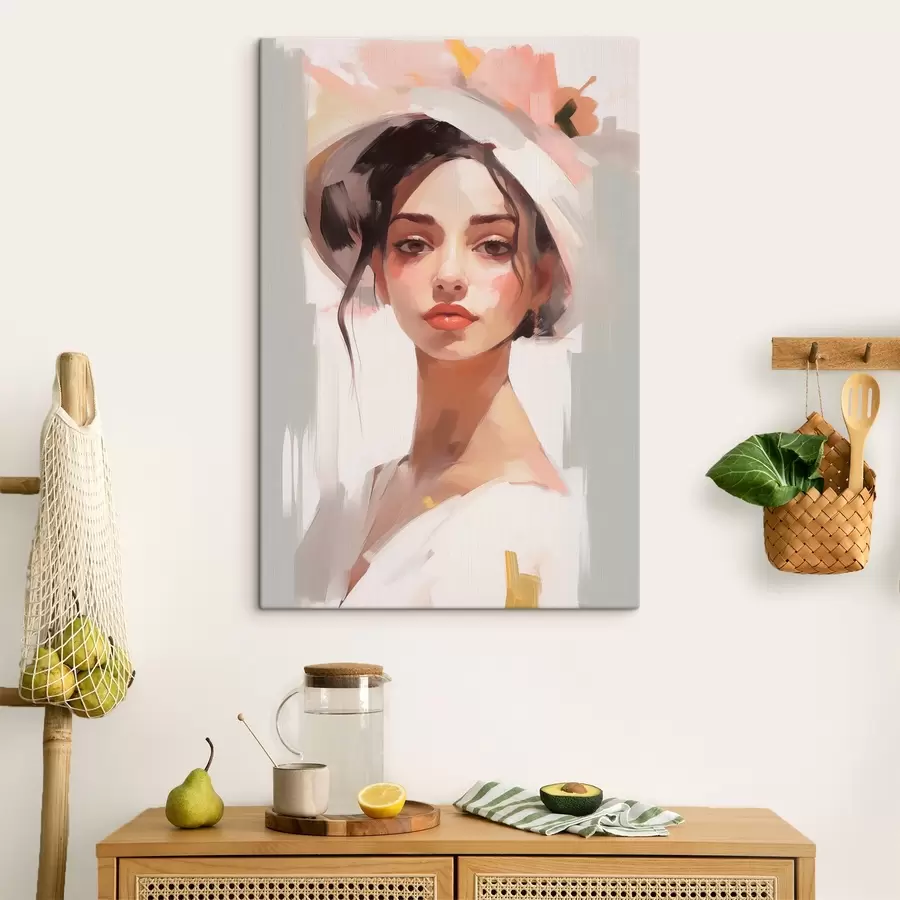 murales de pared Chica con sombrero imitación de pintura s44778