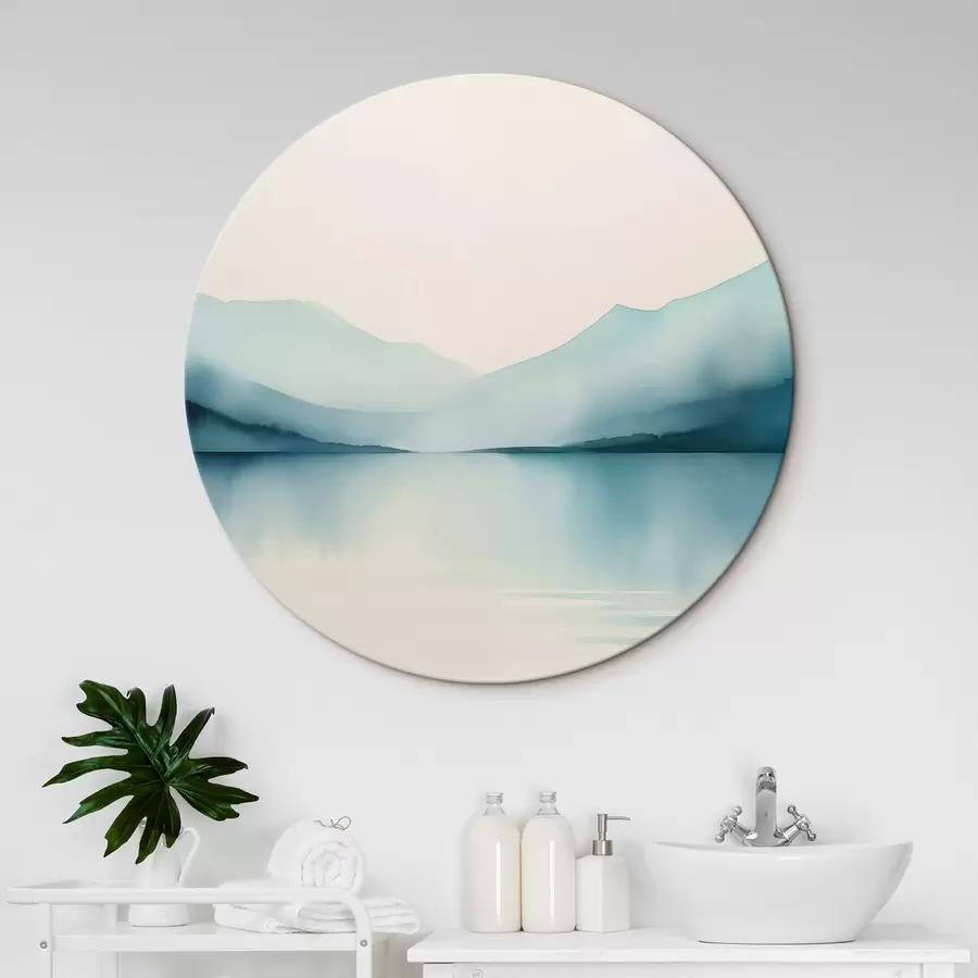 murales de pared Montañas detrás del lago imitación de acuarela r44764