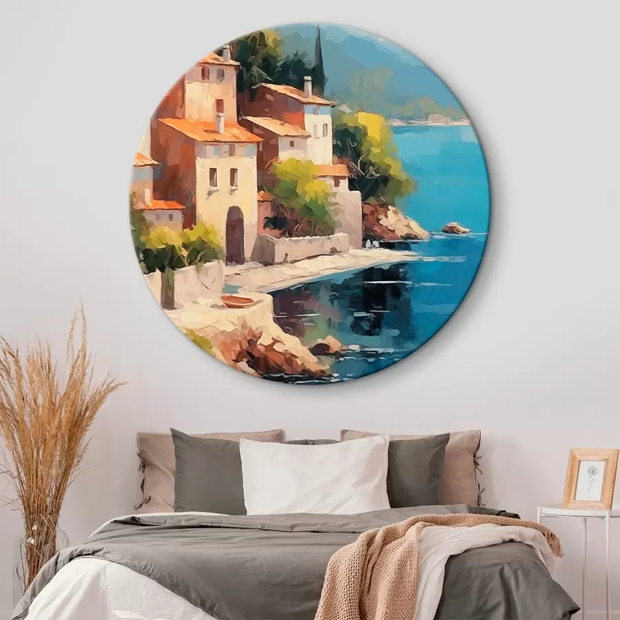 murales de pared Casas junto a la bahía Imitación de la pintura r44773