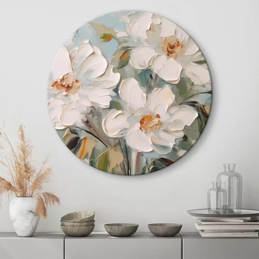 murales de pared Pintura imitación flores blancas r44775