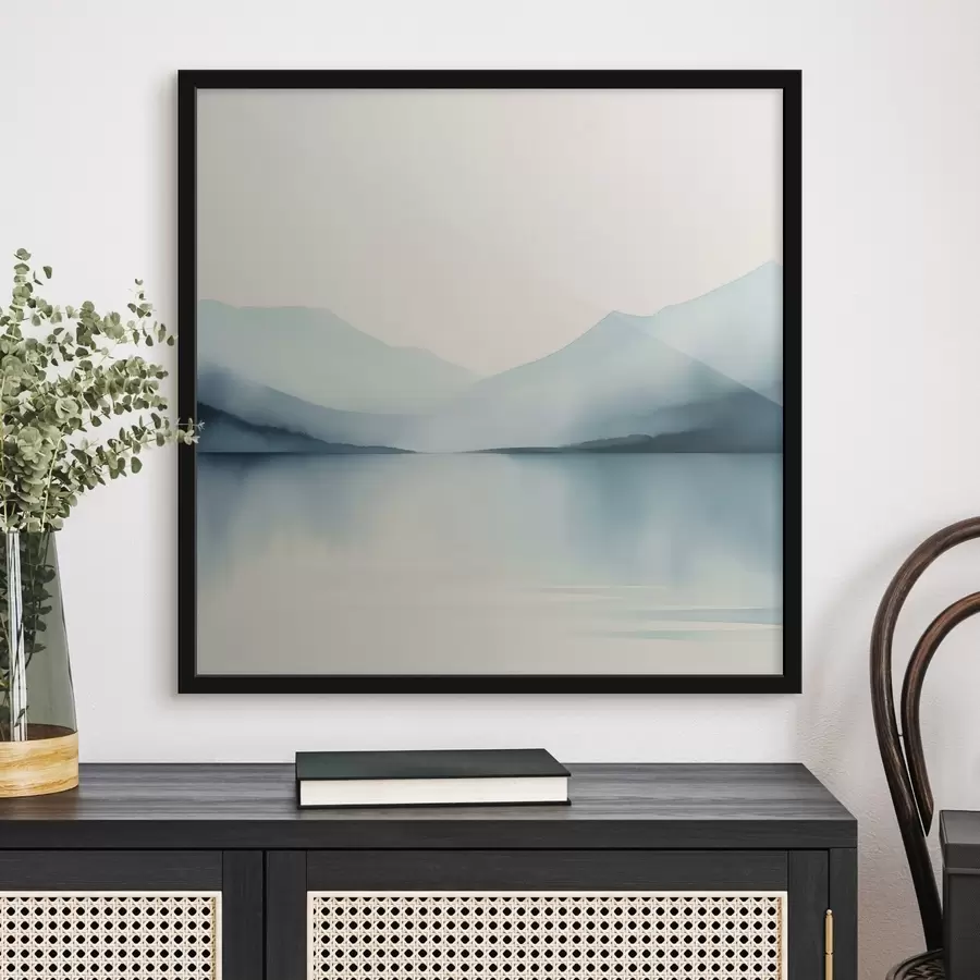 murales de pared Montañas detrás del lago imitación de acuarela f44764