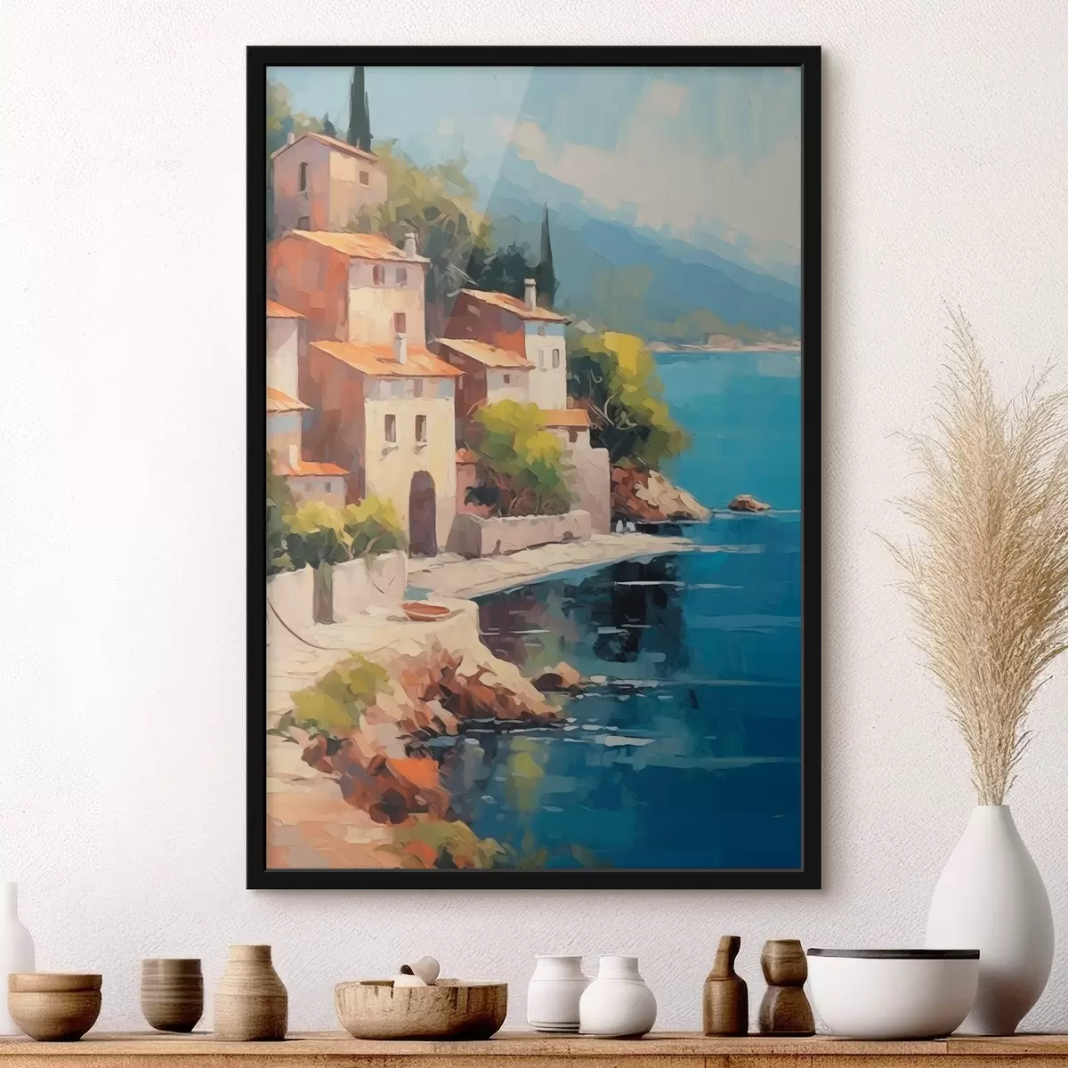 Poster Casas junto a la bahía Imitación de la pintura f44773