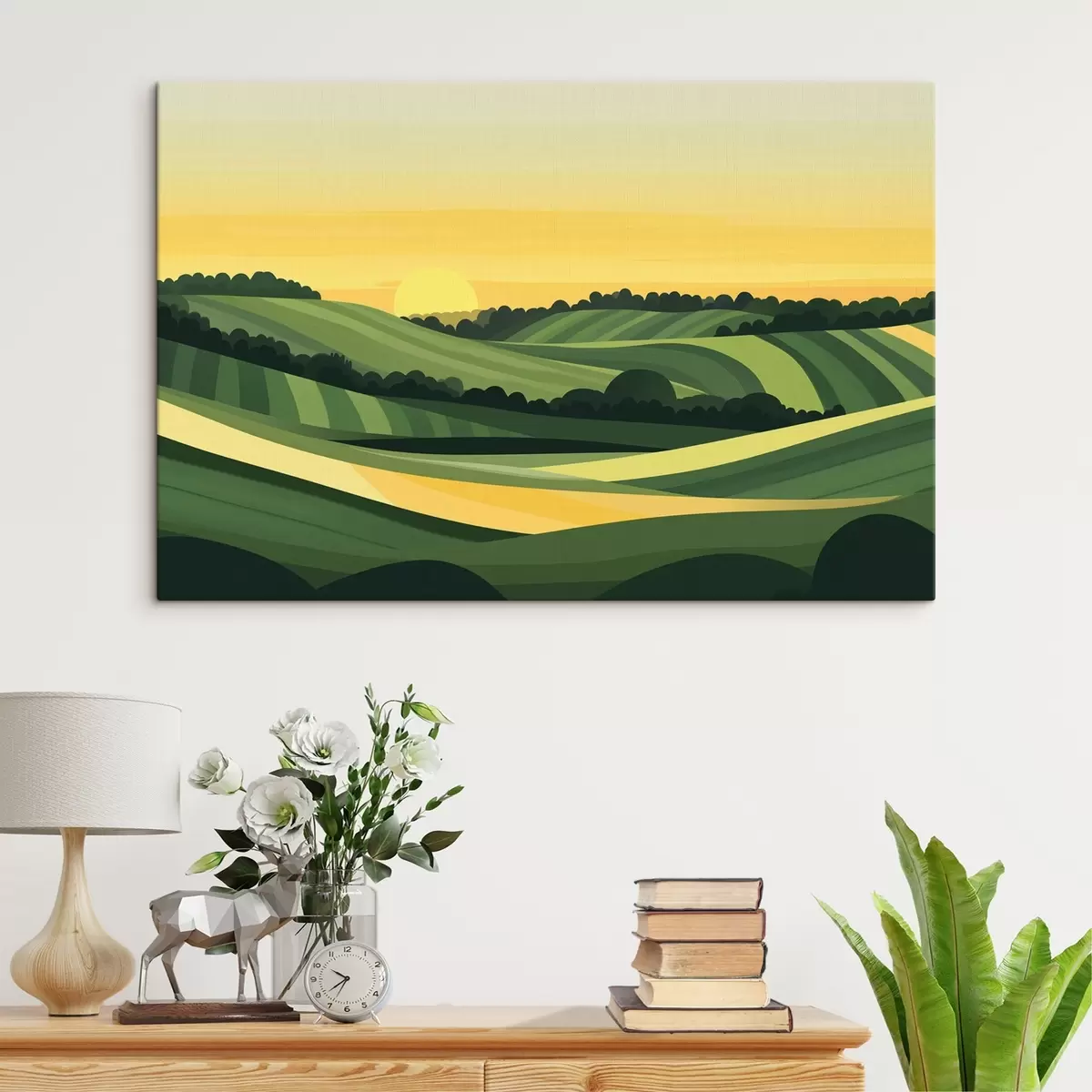 murales de pared Paisajes abstractos con colinas y puesta de sol  s44785