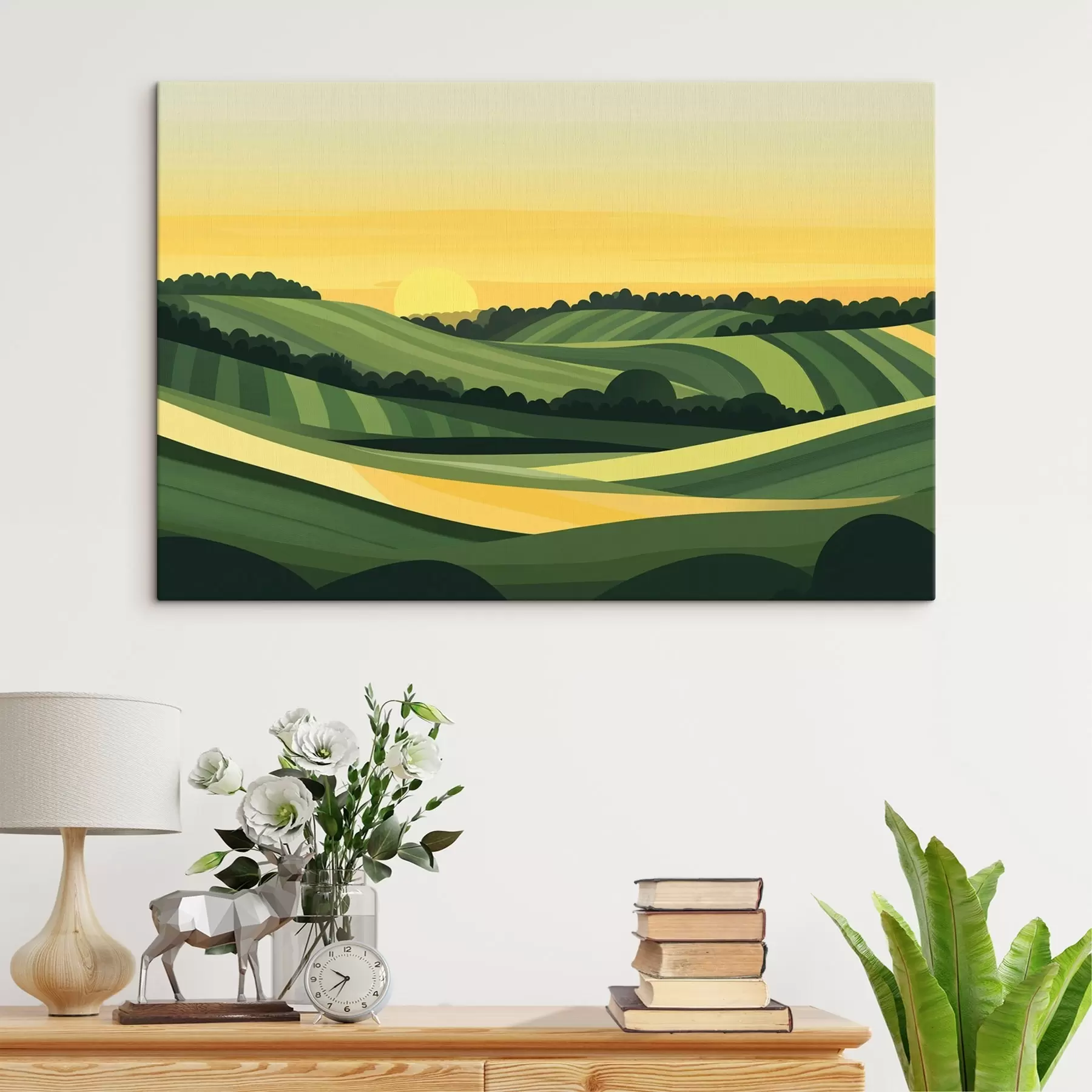 murales de pared Paisajes abstractos con colinas y puesta de sol  s44785