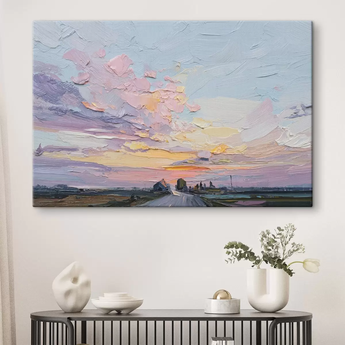 murales de pared Paisajes campestres al óleo dibujo, puesta de sol s44794