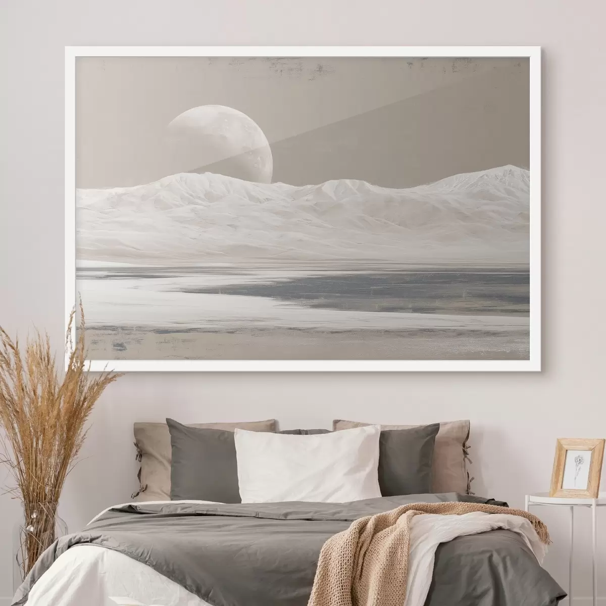 Poster Paisaje desértico con la luna en el horizonte f44787