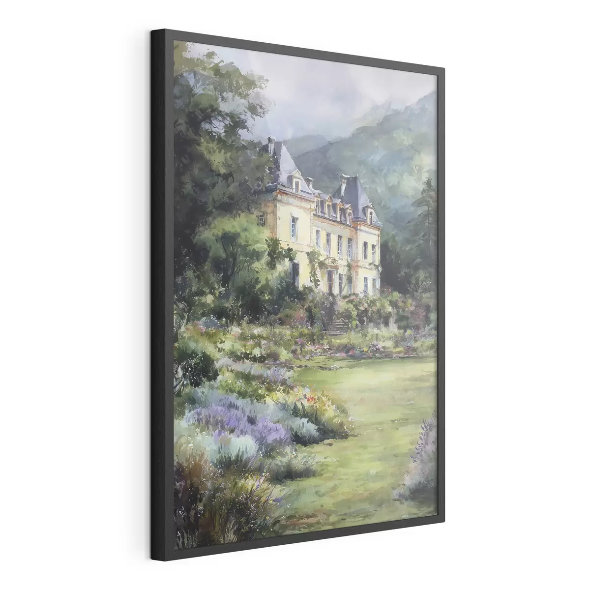 Poster Castillo francés rodeado de un jardín con lavanda f44797