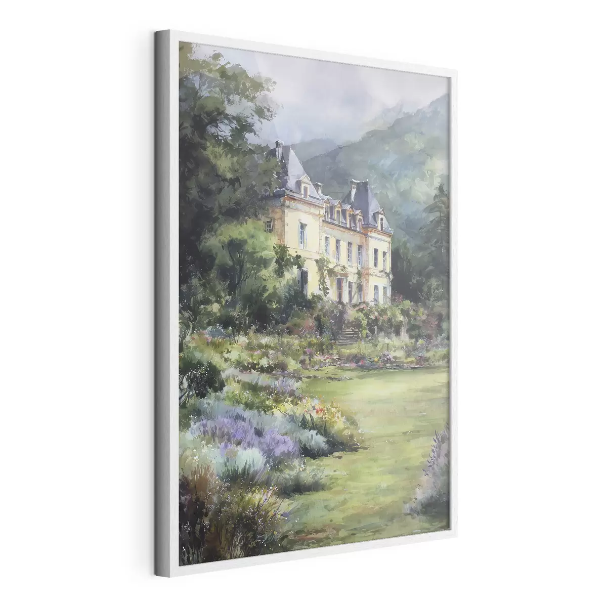 Poster Castillo francés rodeado de un jardín con lavanda f44797