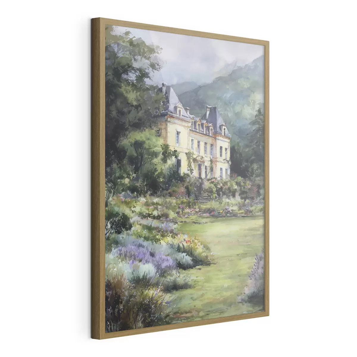 Poster Castillo francés rodeado de un jardín con lavanda f44797