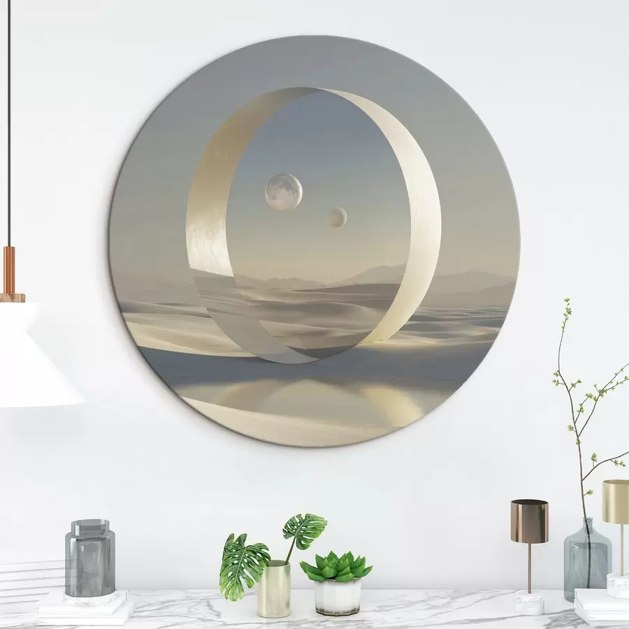 murales de pared Paisaje futurista con dunas y planetas r44791