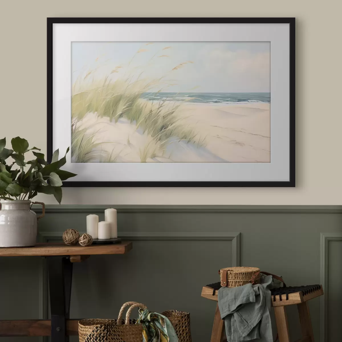 Poster Orilla del mar con arena y hierba f44806