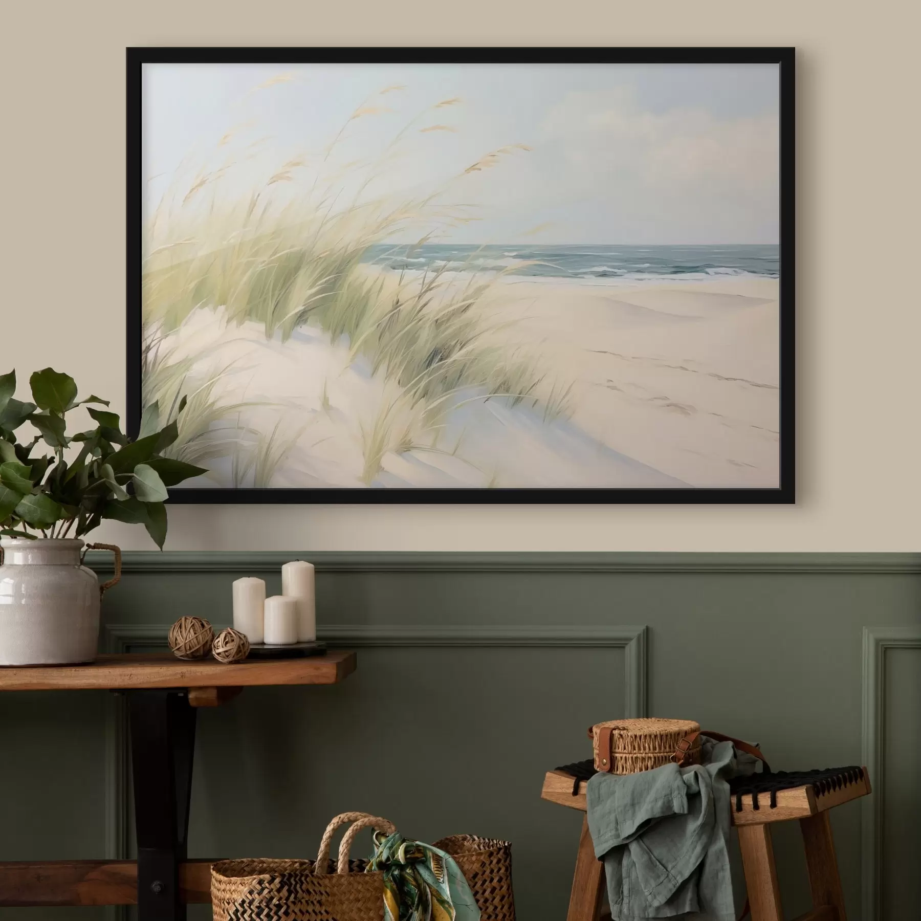 murales de pared Orilla del mar con arena y hierba f44806