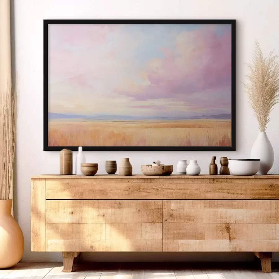 murales de pared Cielo rosa sobre un campo f44810