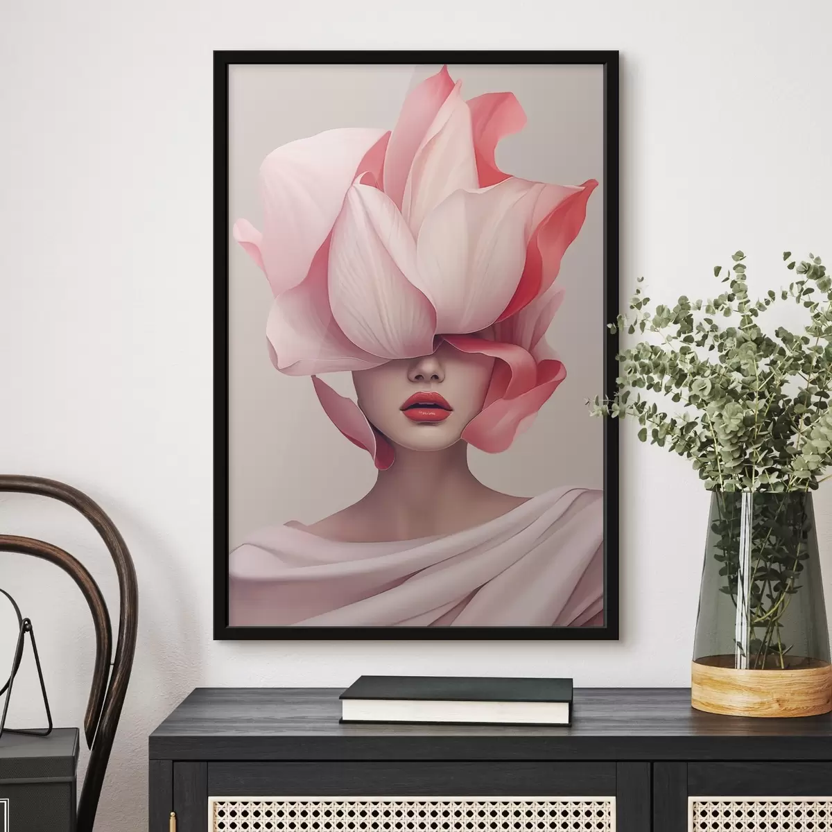 Poster Retrato femenino con grandes pétalos f44812