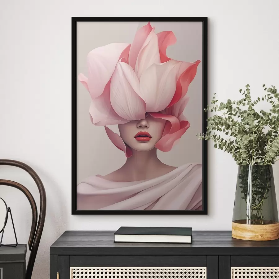 murales de pared Retrato femenino con grandes pétalos f44812