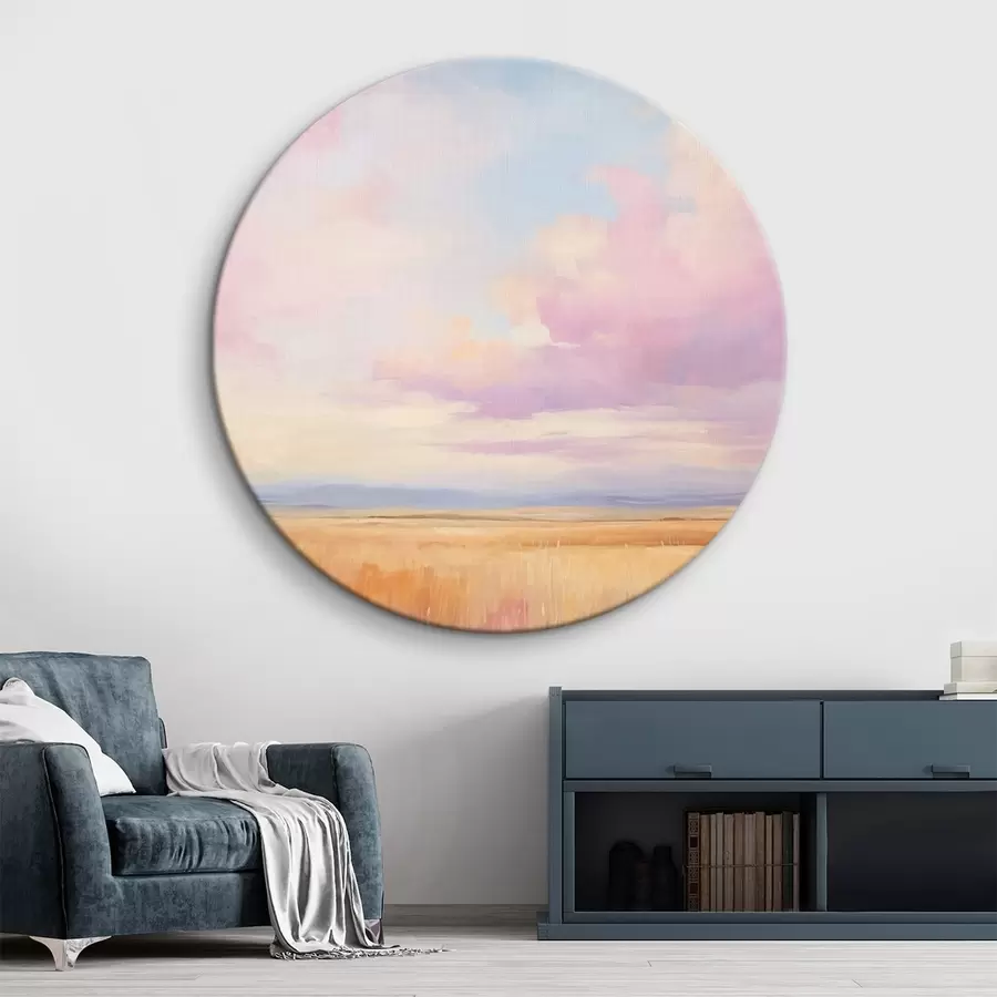 murales de pared Cielo rosa sobre un campo r44810