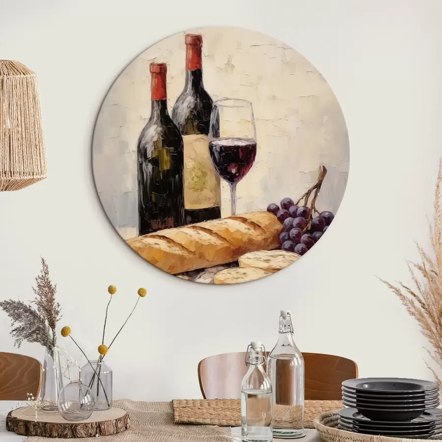 murales de pared Vino, baguette y uvas r44815