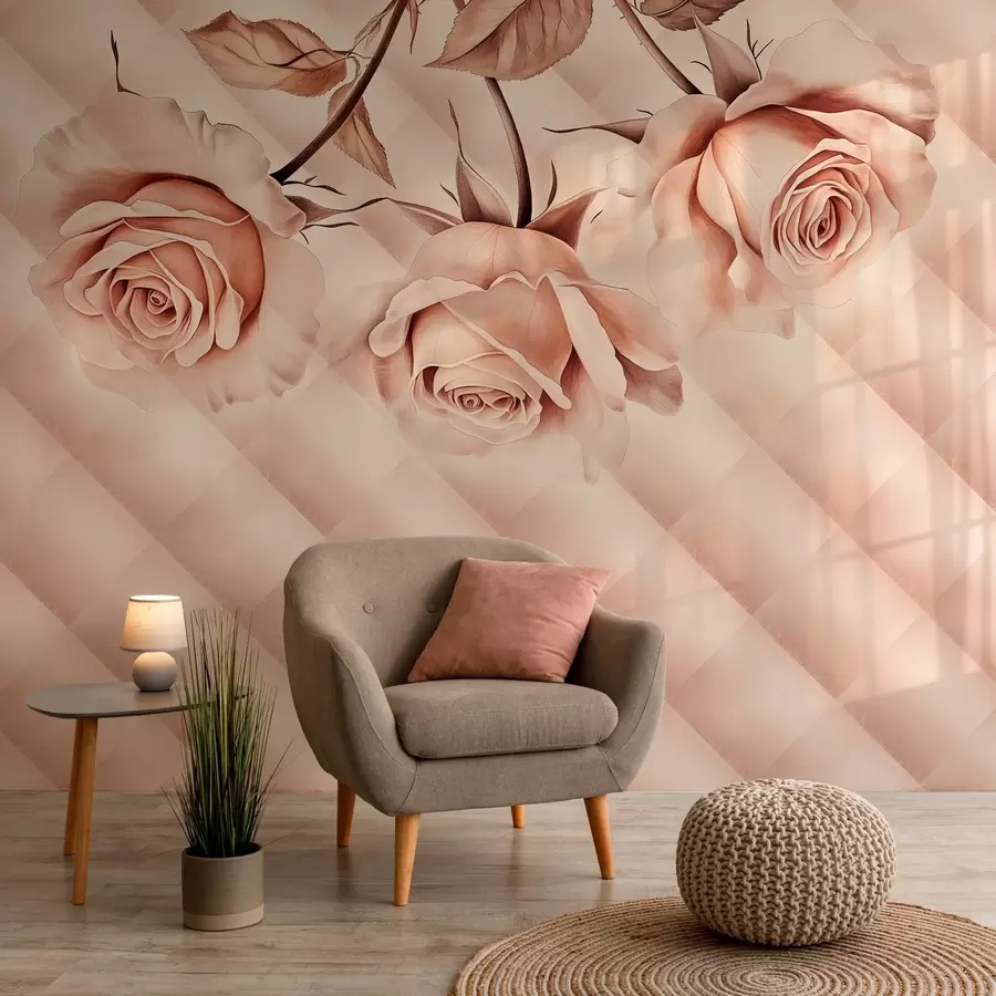 murales de pared rosas de polvo en estilo retro w04141