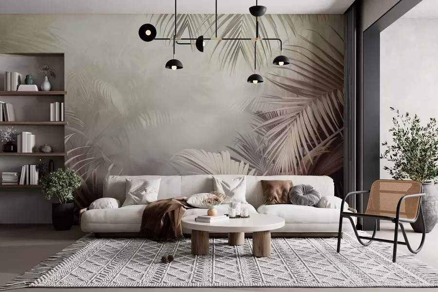 murales de pared selva tropical con un tono neutro w04142v1