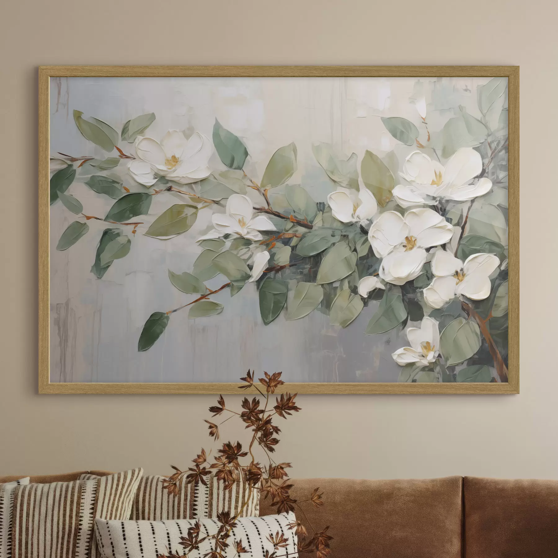 murales de pared Magnolia en verde suave f44853