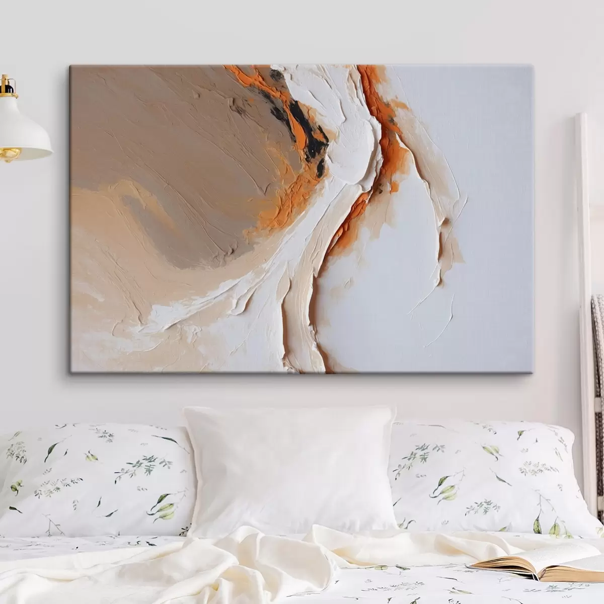 murales de pared Pastel suave con acento naranja y trazos suaves s44874